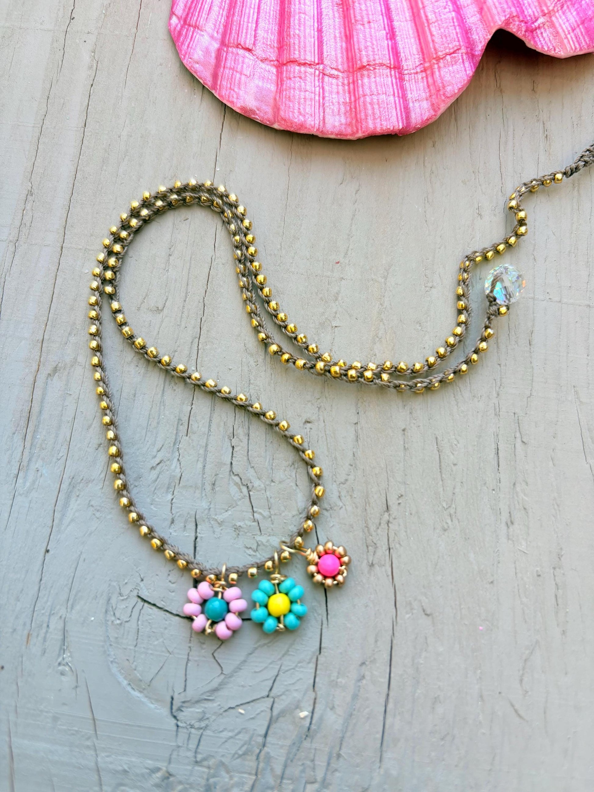 Bouquet of flowers, new crocheted necklace