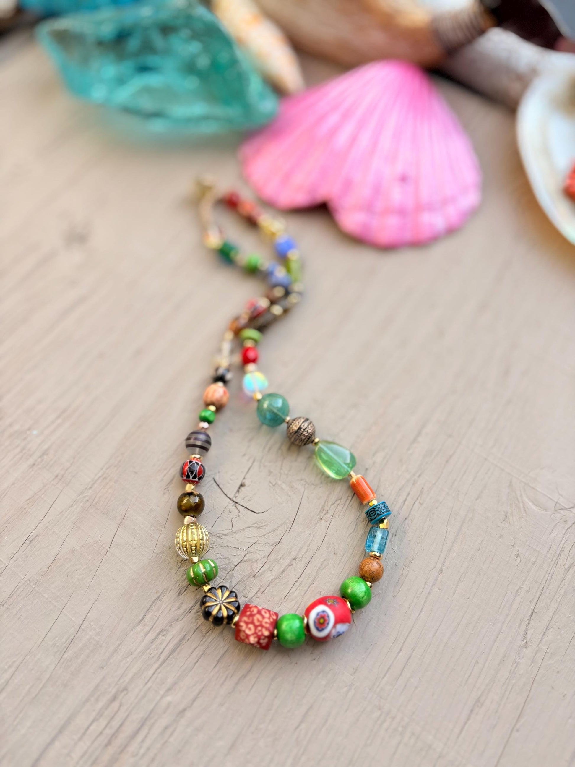 New big bold African flower bead necklace