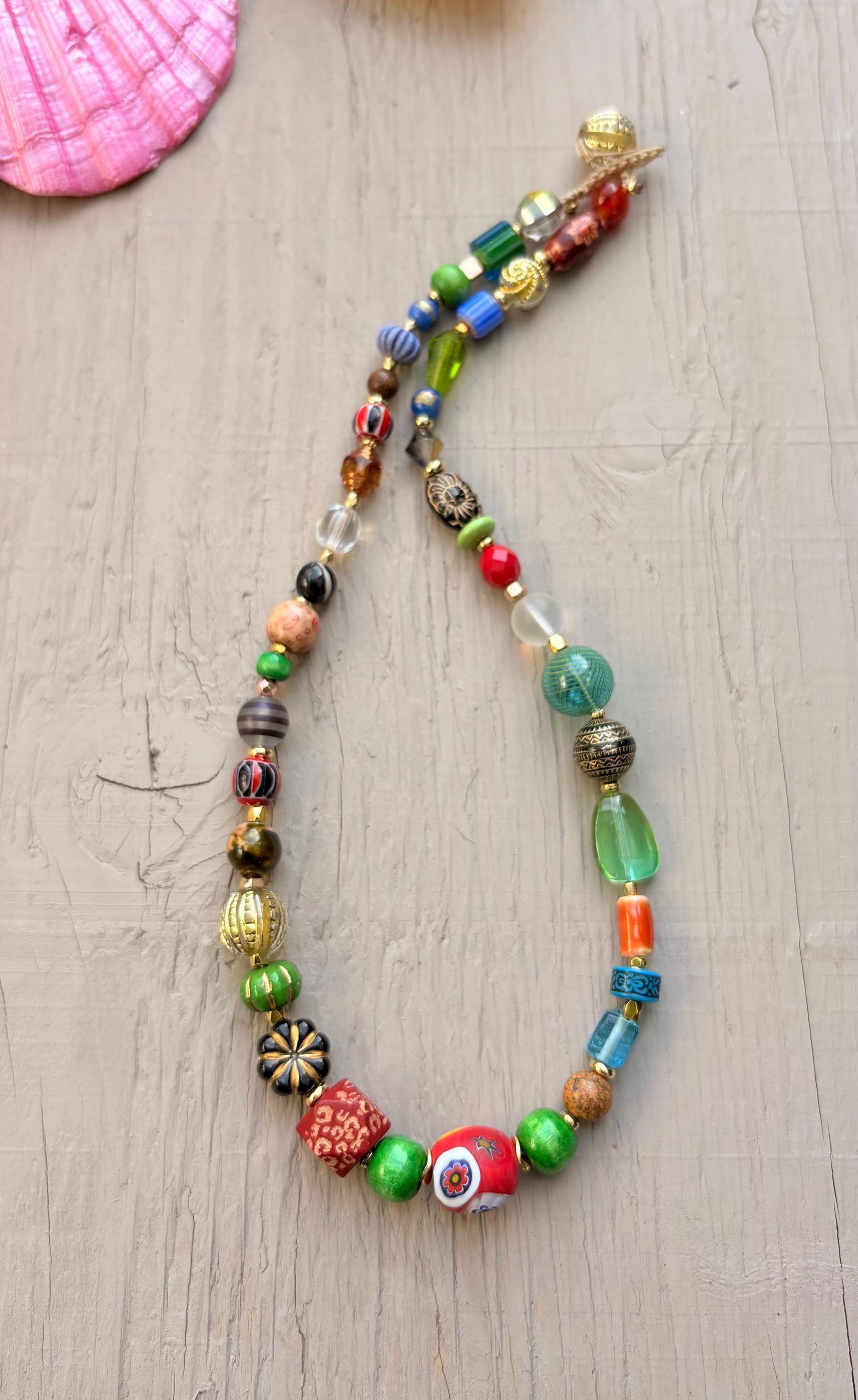 New big bold African flower bead necklace