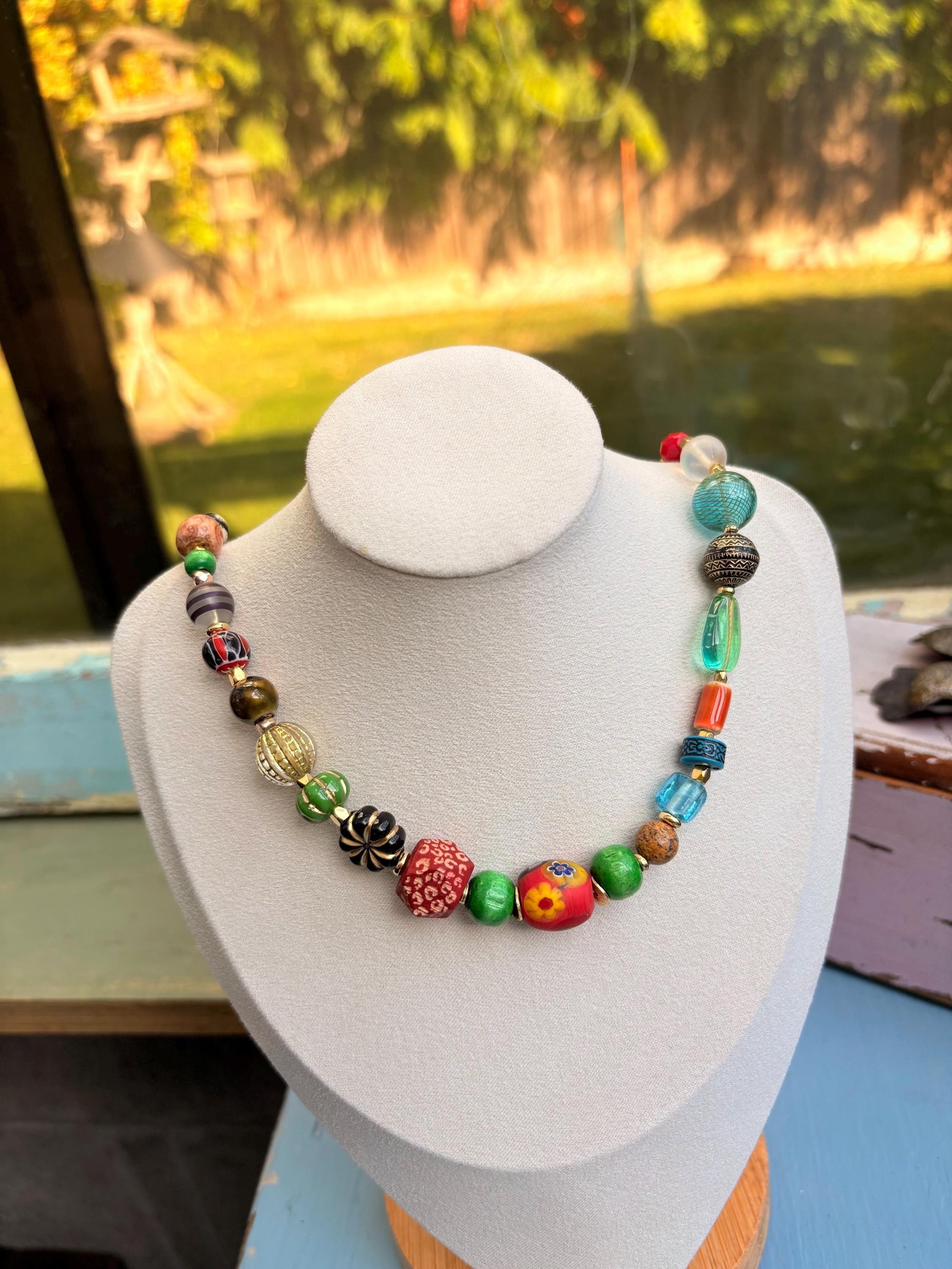 New big bold African flower bead necklace