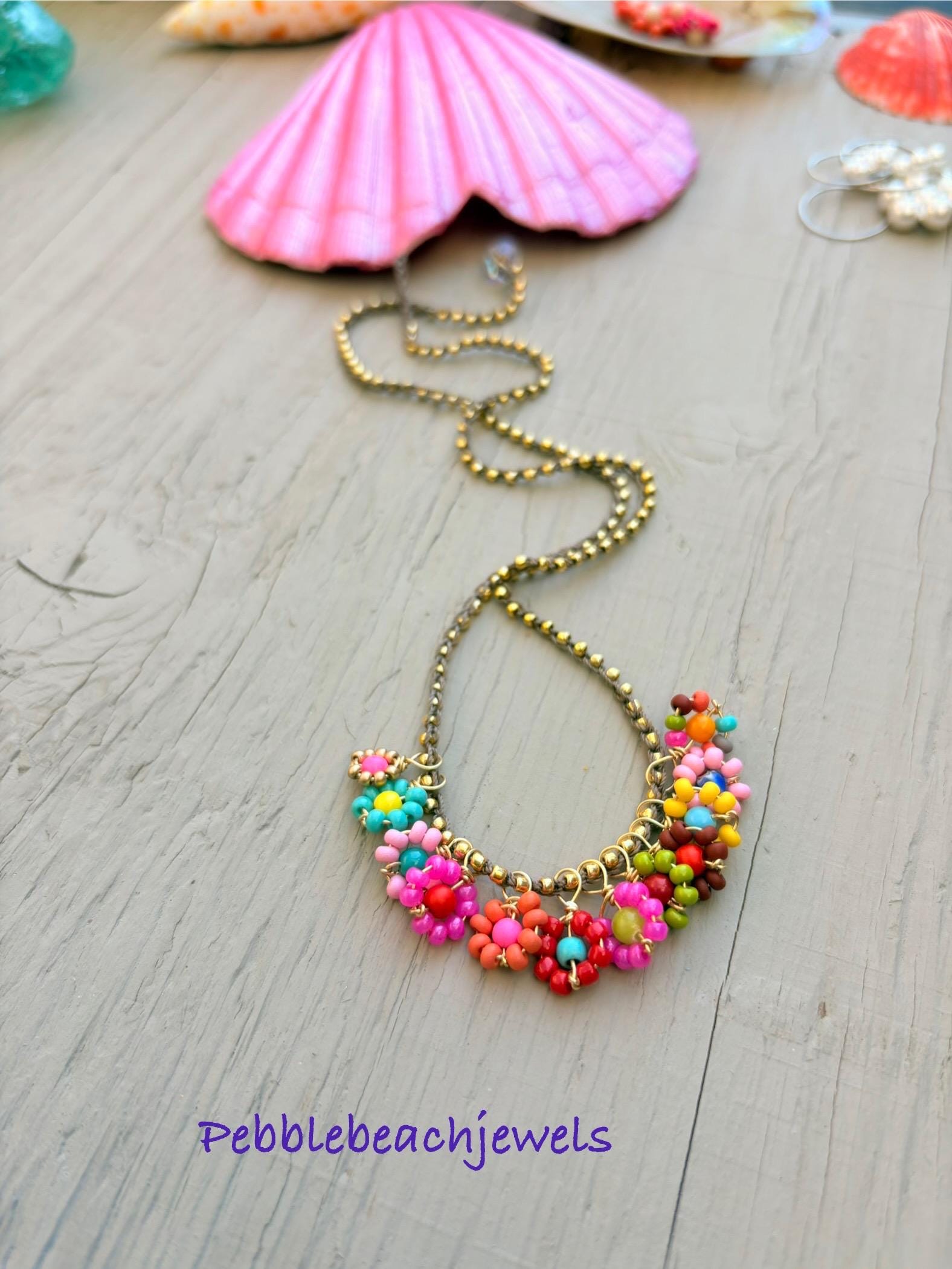 Bouquet of flowers, new crocheted necklace