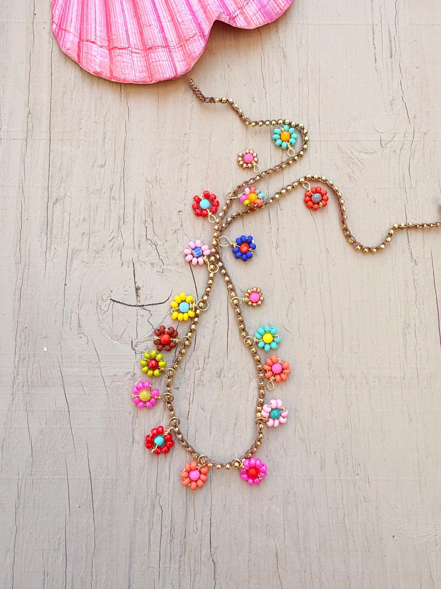 Bouquet of flowers, new crocheted necklace