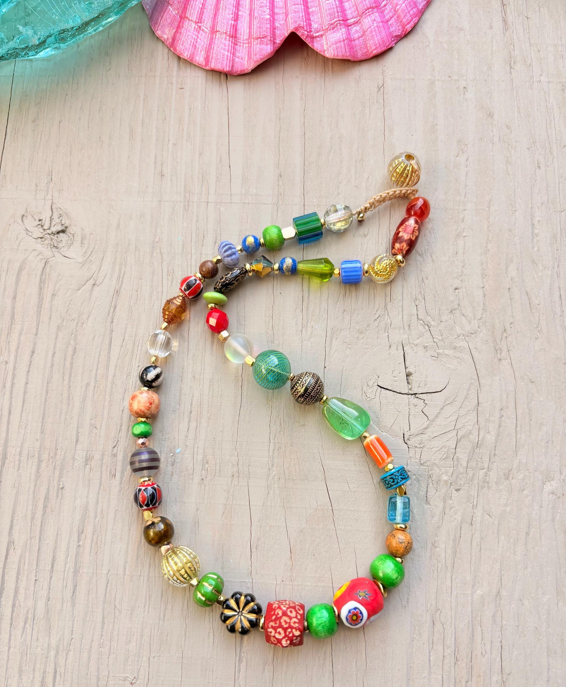 New big bold African flower bead necklace